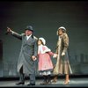 Actors Andrea McArdle as Annie and Reid Shelton as Daddy Warbucks and Sandy Faison as Grace in a scene from the Broadway production of the musical "Annie."