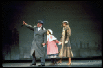 Actors Andrea McArdle as Annie and Reid Shelton as Daddy Warbucks and Sandy Faison as Grace in a scene from the Broadway production of the musical "Annie."