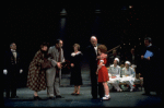Actors Andrea McArdle as Annie and Reid Shelton as Daddy Warbucks and Sandy Faison as Grace (C) in a scene from the Broadway production of the musical "Annie."