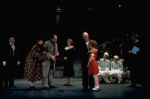 Actors Andrea McArdle as Annie and Reid Shelton as Daddy Warbucks and Sandy Faison as Grace (C) in a scene from the Broadway production of the musical "Annie."
