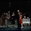 Actors Andrea McArdle as Annie and Reid Shelton as Daddy Warbucks and Sandy Faison as Grace (C) in a scene from the Broadway production of the musical "Annie."