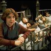 Actress Andrea McArdle as Annie (L) w. Danielle Brisebois (3L) and orphans in a scene from the Broadway production of the musical "Annie."