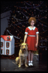 Actress Shelley Bruce as Annie w. Sandy in a scene from the Broadway production of the musical "Annie."