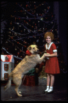 Actress Shelley Bruce as Annie w. Sandy in a scene from the Broadway production of the musical "Annie."