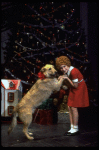 Actress Shelley Bruce as Annie w. Sandy in a scene from the Broadway production of the musical "Annie."