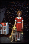 Actress Shelley Bruce as Annie w. Sandy in a scene from the Broadway production of the musical "Annie."