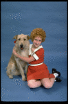 Actress Shelley Bruce as Annie w. Sandy in a scene from the Broadway production of the musical "Annie."