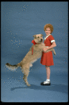 Actress Shelley Bruce as Annie w. Sandy in a scene from the Broadway production of the musical "Annie."