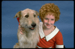 Actress Shelley Bruce as Annie w. Sandy in a scene from the Broadway production of the musical "Annie."