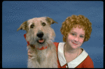 Actress Shelley Bruce as Annie w. Sandy in a scene from the Broadway production of the musical "Annie."