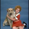 Actress Shelley Bruce as Annie w. Sandy in a scene from the Broadway production of the musical "Annie."