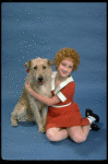 Actress Shelley Bruce as Annie w. Sandy in a scene from the Broadway production of the musical "Annie."