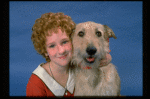 Actress Shelley Bruce as Annie w. Sandy in a scene from the Broadway production of the musical "Annie."