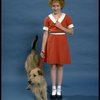 Actress Shelley Bruce as Annie w. Sandy in a scene from the Broadway production of the musical "Annie."