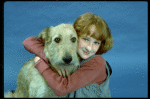 Actress Shelley Bruce as Annie w. Sandy in a scene from the Broadway production of the musical "Annie."