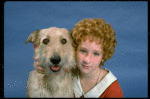 Actress Shelley Bruce as Annie w. Sandy in a scene from the Broadway production of the musical "Annie."