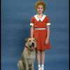 Actress Shelley Bruce as Annie w. Sandy in a scene from the Broadway production of the musical "Annie."