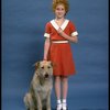 Actress Shelley Bruce as Annie w. Sandy in a scene from the Broadway production of the musical "Annie."