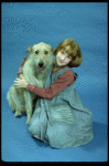 Actress Shelley Bruce as Annie w. Sandy in a scene from the Broadway production of the musical "Annie."