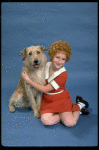 Actress Shelley Bruce as Annie w. Sandy in a scene from the Broadway production of the musical "Annie."