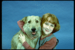 Actress Shelley Bruce as Annie w. Sandy in a scene from the Broadway production of the musical "Annie."