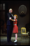 Actors Shelley Bruce as Annie and Reid Shelton as Daddy Warbucks in a scene from the Broadway production of the musical "Annie."