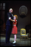 Actors Shelley Bruce as Annie and Reid Shelton as Daddy Warbucks in a scene from the Broadway production of the musical "Annie."