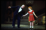 Actors Shelley Bruce as Annie and Reid Shelton as Daddy Warbucks in a scene from the Broadway production of the musical "Annie."