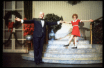 Actors Shelley Bruce as Annie and Reid Shelton as Daddy Warbucks in a scene from the Broadway production of the musical "Annie."