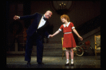 Actors Shelley Bruce as Annie and Reid Shelton as Daddy Warbucks in a scene from the Broadway production of the musical "Annie."