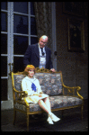 Actors Shelley Bruce as Annie and Reid Shelton as Daddy Warbucks in a scene from the Broadway production of the musical "Annie."