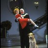 Actors Shelley Bruce as Annie and Reid Shelton as Daddy Warbucks w. Sandy in a scene from the Broadway production of the musical "Annie."