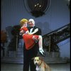 Actors Shelley Bruce as Annie and Reid Shelton as Daddy Warbucks w. Sandy in a scene from the Broadway production of the musical "Annie."