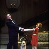 Actors Shelley Bruce as Annie and Reid Shelton as Daddy Warbucks w. Sandy in a scene from the Broadway production of the musical "Annie."