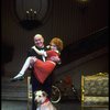 Actors Shelley Bruce as Annie and Reid Shelton as Daddy Warbucks w. Sandy in a scene from the Broadway production of the musical "Annie."