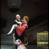 Actors Shelley Bruce as Annie and Reid Shelton as Daddy Warbucks w. Sandy in a scene from the Broadway production of the musical "Annie."