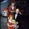 Shelley Bruce as Annie, Reid Shelton as Daddy Warbucks and Dorothy Loudon as Miss Hannigan w. Sandy in a scene from the Broadway production of the musical "Annie."