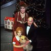 Shelley Bruce as Annie, Reid Shelton as Daddy Warbucks and Dorothy Loudon as Miss Hannigan w. Sandy in a scene from the Broadway production of the musical "Annie."