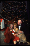 Shelley Bruce as Annie, Reid Shelton as Daddy Warbucks and Dorothy Loudon as Miss Hannigan w. Sandy in a scene from the Broadway production of the musical "Annie."