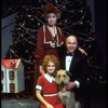 Shelley Bruce as Annie, Reid Shelton as Daddy Warbucks and Dorothy Loudon as Miss Hannigan w. Sandy in a scene from the Broadway production of the musical "Annie."