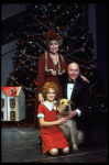 Shelley Bruce as Annie, Reid Shelton as Daddy Warbucks and Dorothy Loudon as Miss Hannigan w. Sandy in a scene from the Broadway production of the musical "Annie."