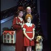 Shelley Bruce as Annie, Reid Shelton as Daddy Warbucks and Dorothy Loudon as Miss Hannigan w. Sandy in a scene from the Broadway production of the musical "Annie."