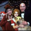 Shelley Bruce as Annie, Reid Shelton as Daddy Warbucks and Dorothy Loudon as Miss Hannigan w. Sandy in a scene from the Broadway production of the musical "Annie."