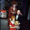 Shelley Bruce as Annie, Reid Shelton as Daddy Warbucks and Dorothy Loudon as Miss Hannigan w. Sandy in a scene from the Broadway production of the musical "Annie."