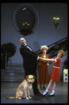 Shelley Bruce as Annie, Reid Shelton as Daddy Warbucks and Dorothy Loudon as Miss Hannigan w. Sandy in a scene from the Broadway production of the musical "Annie."