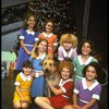 Actress Shelley Bruce as Annie w. Sandy and orphans in a scene from the Broadway production of the musical "Annie."