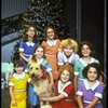 Actress Shelley Bruce as Annie w. Sandy and orphans in a scene from the Broadway production of the musical "Annie."