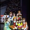 Shelley Bruce as Annie (3L) w. Sandy, (2R) Danielle Brisebois, Sarah Jessica Parker (L) and orphans in a scene from the Broadway production of the musical "Annie." 
