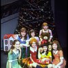 Shelley Bruce as Annie (3L) w. Sandy, (2R) Danielle Brisebois, Sarah Jessica Parker (L) and orphans in a scene from the Broadway production of the musical "Annie." 
