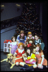 Shelley Bruce as Annie w. Sandy, Danielle Brisebois Sarah Jessica Parker and orphans in a scene from the Broadway production of the musical "Annie."